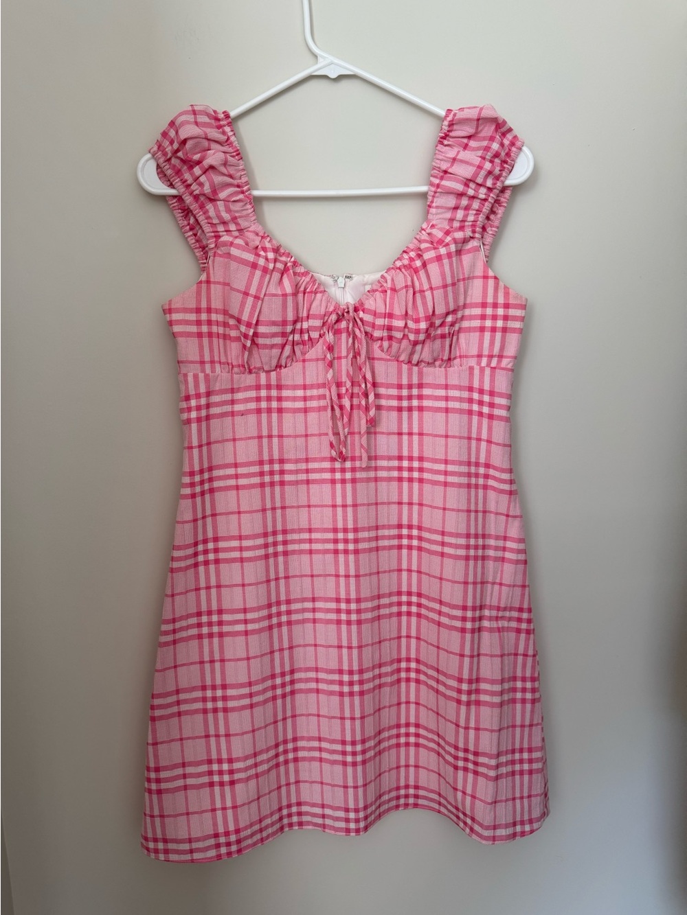 WAYF Pink Plaid Mini Dress S - Picture 2 of 12
